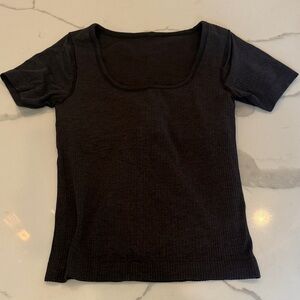 lululemon athletica Black Scoop Neck Short Sleeve Top